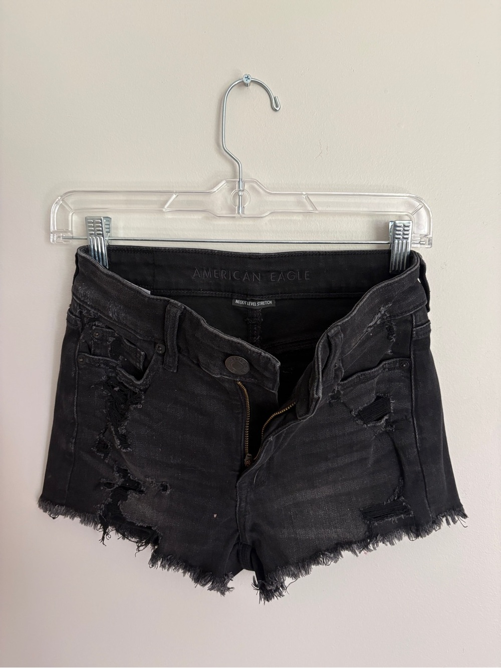 American Eagle Outfitters Black Distressed Cutoff Jean Shorts